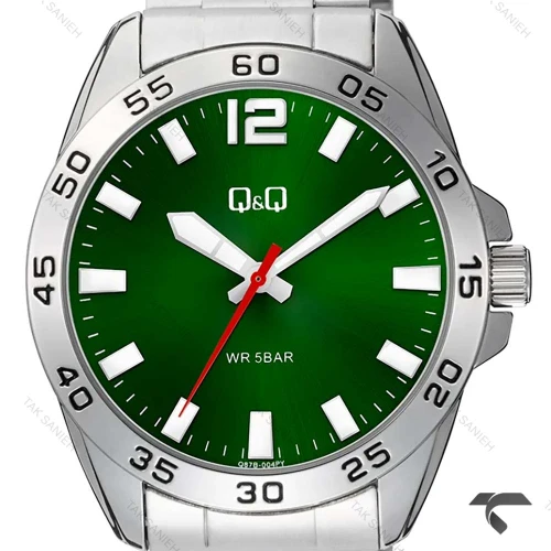 ساعت مچی کیو اند کیو مردانه Q87B-004PY بند استیل صفحه سبز QQ-10552-G