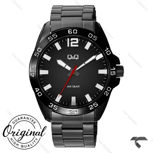 ساعت کیوکیو Q87B-006PY مردانه بند استیل فول مشکی QQ-10554-G