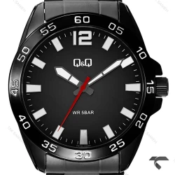 ساعت کیوکیو Q87B-006PY مردانه بند استیل فول مشکی QQ-10554-G