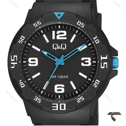ساعت اسپرت مردانه کیو اند کیو V02A-014VY مشکی عقربه آبی QQ-10569-G