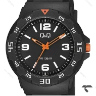ساعت کیو اند کیو مردانه V02A-015VY اسپرت مشکی عقربه نارنجی QQ-10570-G