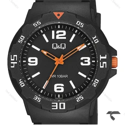ساعت کیو اند کیو مردانه V02A-015VY اسپرت مشکی عقربه نارنجی QQ-10570-G