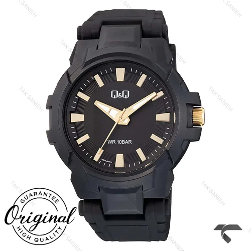 کیو اند کیو مردانه V50A-001VY اسپرت مشکی عقربه طلایی QQ-10576-G