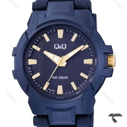 ساعت کیو اند کیو V50A-003VY مردانه اسپرت سرمه ای عقربه طلایی QQ-10578-G