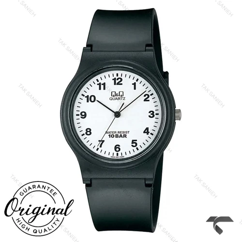 کیو اند کیو زنانه VP46J001Y اسپرت بند رزین مشکی صفحه سفید QQ-10579-L
