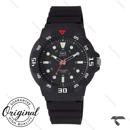 ساعت اسپرت مردانه کیو اند کیو VR18J002Y بند رزین مشکی عقربه قرمز QQ-10583-G