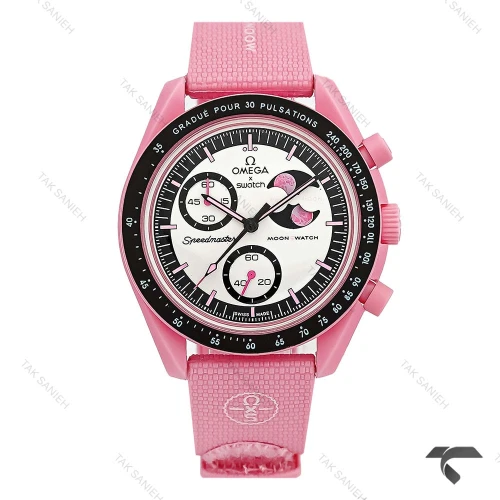 ساعت امگا سواچ ماموریت به ماه صورتی بند رابر جدید Swatch-10595-U