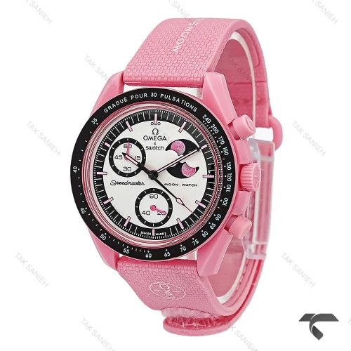 ساعت امگا سواچ ماموریت به ماه صورتی بند رابر جدید Swatch-10595-U