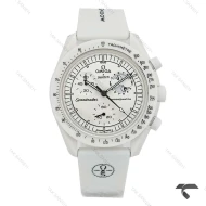 ساعت امگا سواچ ماموریت به ماه بند رابر جدید سفید Swatch-10607-U