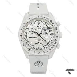 ساعت امگا سواچ ماموریت به ماه بند رابر جدید سفید Swatch-10607-U