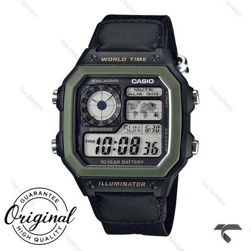 ساعت کاسیو جهان نما AE-1200WHB-1BV مردانه بند برزنت مشکی Casio-10247-G