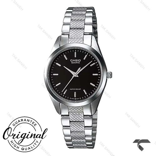 ساعت کاسیو بند فلزی LTP-1274D-1A زنانه صفحه مشکی Casio-10277-L