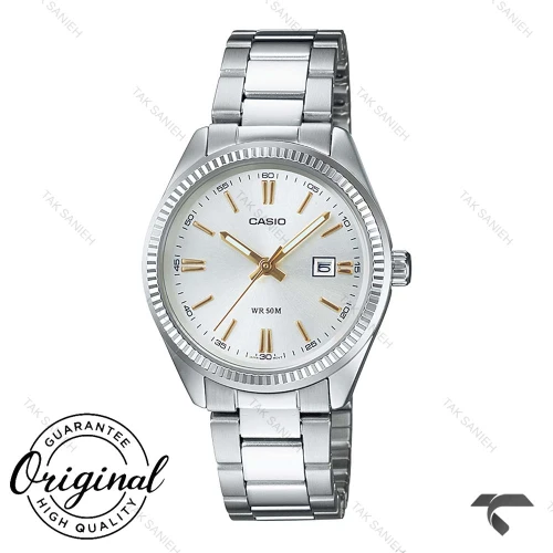 ساعت کاسیو LTP-1302D-7A2V زنانه سیلور عقربه طلایی Casio-10285-L