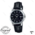 ساعت کاسیو اورجینال زنانه LTP-V004L-1A بند چرم مشکی Casio-10315-L