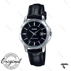 ساعت کاسیو اورجینال زنانه LTP-V004L-1A بند چرم مشکی Casio-10315-L