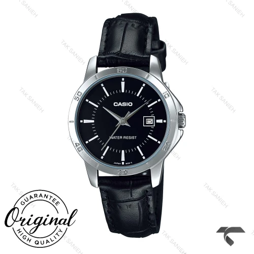 ساعت کاسیو اورجینال زنانه LTP-V004L-1A بند چرم مشکی Casio-10315-L