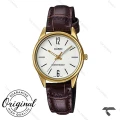 ساعت کاسیو زنانه LTP-V005GL-7B طلایی بند چرم قهوه ای Casio-10325-L