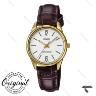 ساعت کاسیو زنانه LTP-V005GL-7B طلایی بند چرم قهوه ای Casio-10325-L