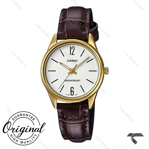 ساعت کاسیو زنانه LTP-V005GL-7B طلایی بند چرم قهوه ای Casio-10325-L