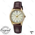 ساعت کاسیو زنانه LTP-V005GL-9B اورجینال بند چرم قهوه ای Casio-10326-L