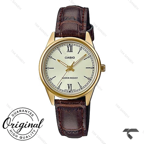 ساعت کاسیو زنانه LTP-V005GL-9B اورجینال بند چرم قهوه ای Casio-10326-L
