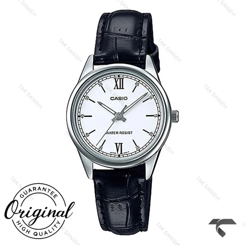 ساعت کاسیو زنانه LTP-V005L-7B2 سیلور بند چرم مشکی Casio-10328-L