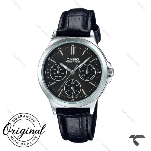 ساعت کاسیو LTP-V300L-1A زنانه اورجینال بند چرم مشکی Casio-10341-L