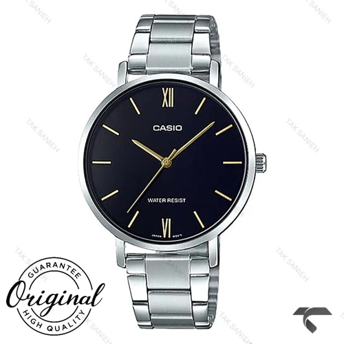 ساعت کاسیو زنانه LTP-VT01D-1B سیلور صفحه مشکی Casio-10343-L