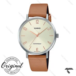 ساعت کاسیو LTP-VT01L-5B زنانه اصل سیلور بند چرم قهوه ای Casio-10346-L