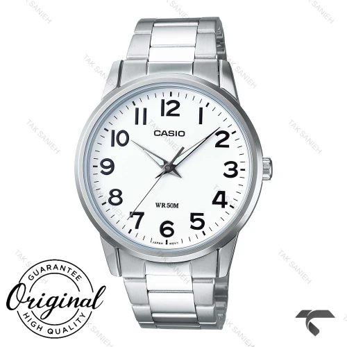 کاسیو مردانه MTP-1303D-7BV سیلور صفحه سفید Casio-10358-G