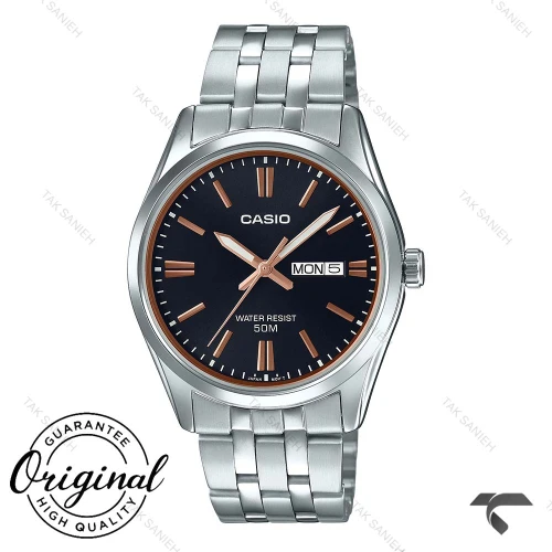 ساعت کاسیو مردانه MTP-1335D-1A2V صفحه مشکی ایندکس رزگلد Casio-10364-G