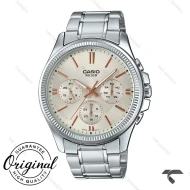 ساعت کاسیو مردانه MTP-1375D-7A2V سه موتوره ایندکس رزگلد Casio-10372-G