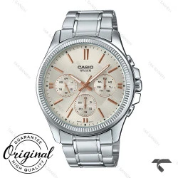 ساعت کاسیو مردانه MTP-1375D-7A2V سه موتوره ایندکس رزگلد Casio-10372-G