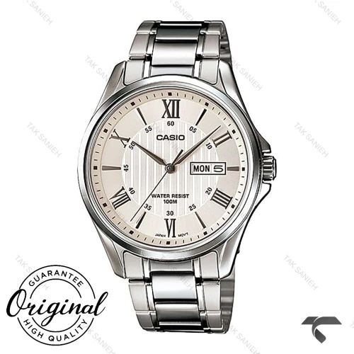 ساعت کاسیو مردانه MTP-1384D-7AV دو تقویمه سیلور Casio-10374-G