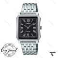 ساعت کاسیو مردانه مستطیلی MTP-B190D-1BV سیلور صفحه مشکی Casio-10377-G