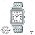 ساعت کاسیو مستطیلی مردانه MTP-B190D-7BV سیلور صفحه سفید Casio-10378-G
