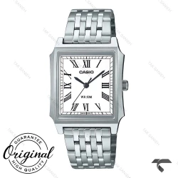ساعت کاسیو مستطیلی مردانه MTP-B190D-7BV سیلور صفحه سفید Casio-10378-G