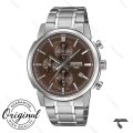 کاسیو مردانه سه موتوره MTP-E510D-5AV سیلور صفحه قهوه ای Casio-10384-G
