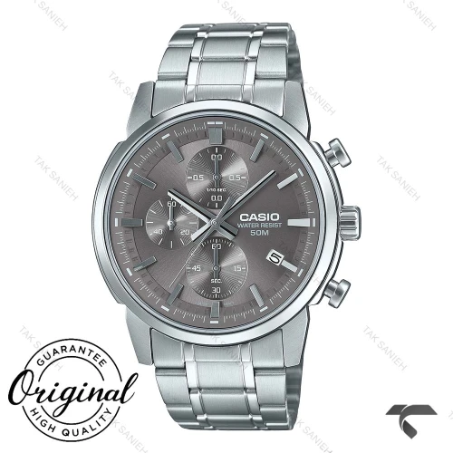 کاسیو سه موتوره MTP-E510D-8AV مردانه سیلور صفحه طوسی Casio-10386-G
