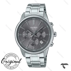 ساعت کاسیو مردانه سه موتوره MTP-E515D-8AV سیلور صفحه خاکستری Casio-10389-G