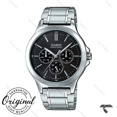 ساعت کاسیو MTP-V300D-1A مردانه سیلور صفحه مشکی Casio-10416-G