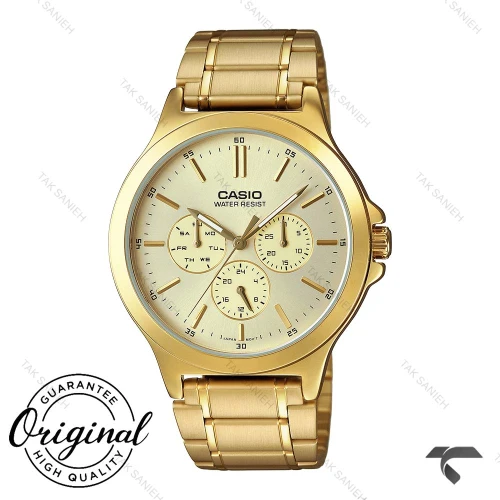 ساعت کاسیو MTP-V300G-9AU مردانه طلایی فول دیت Casio-10419-G