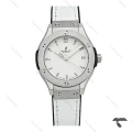 ساعت هابلوت مینی زنانه استیل بند چرم طرح دار سفید Hublot-10633-L