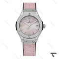 ساعت هابلوت مینی زنانه استیل بند چرم طرح دار صورتی Hublot-10635-L
