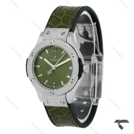 ساعت مچی هابلوت زنانه مینی استیل بند چرم سبز Hublot-10636-L