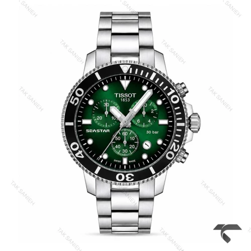 ساعت تیسوت مدل Seastar مردانه کورنوگراف صفحه سبز Tissot-10662-G