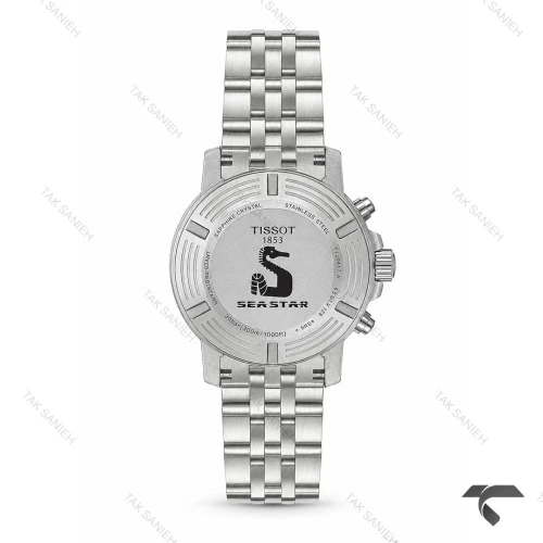 ساعت تیسوت Seastar مردانه سه موتوره استیل صفحه سرمه ای نارنجی Tissot-10663-G