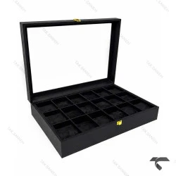 باکس ساعت مچی 18تایی مشکی Watches-Box-18-10665-U