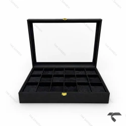 باکس ساعت مچی 18تایی مشکی Watches-Box-18-10665-U