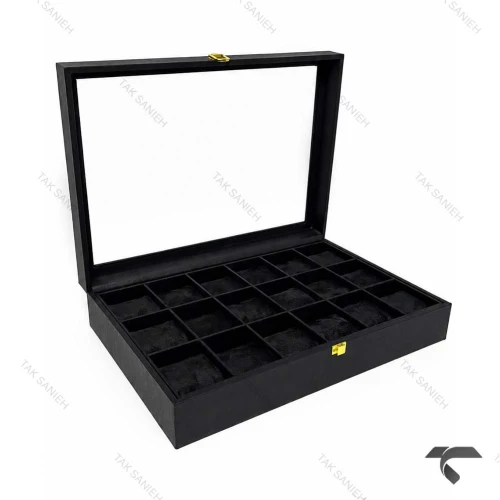 باکس ساعت مچی 18تایی مشکی Watches-Box-18-10665-U